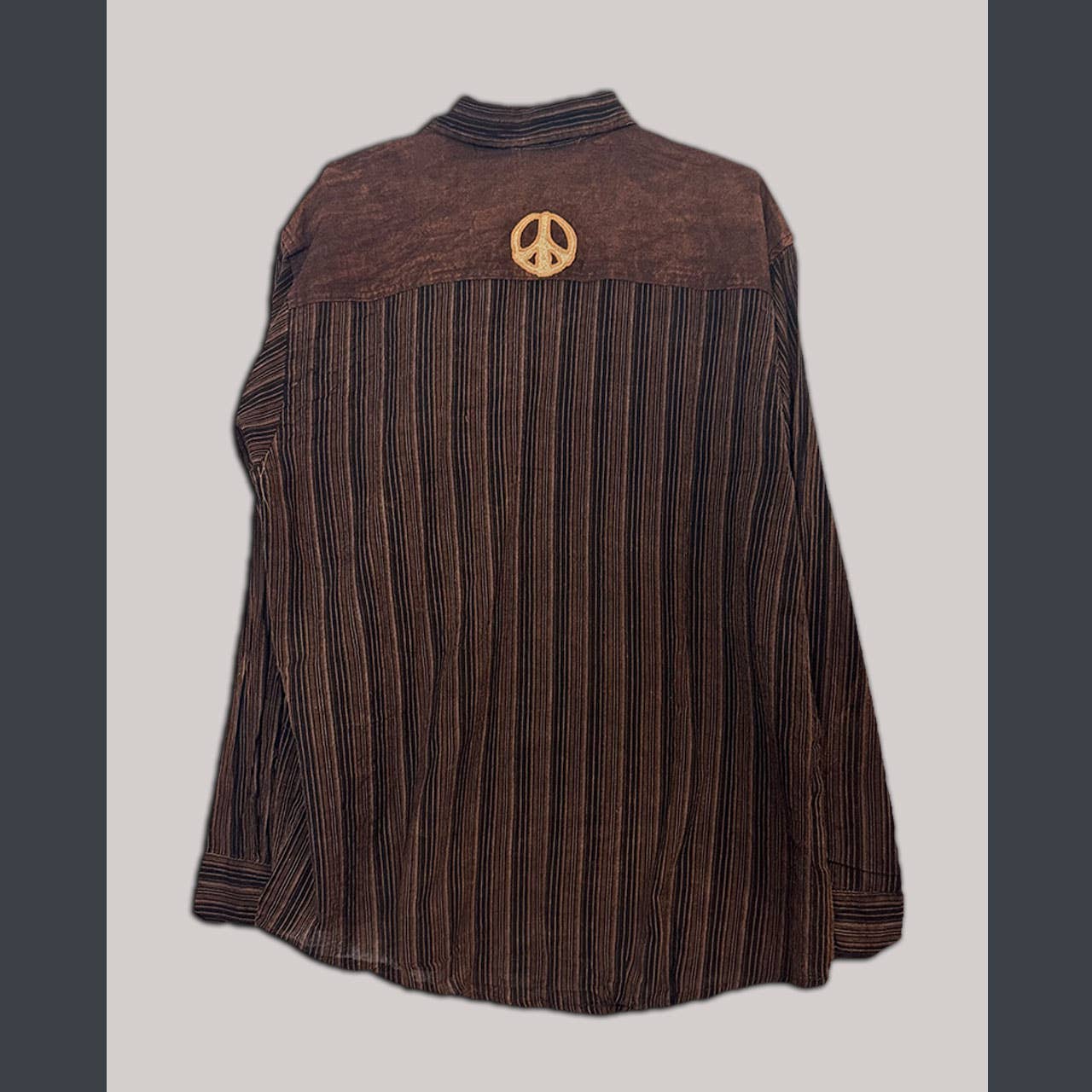 Men's Cotton L\S Cowboy Shirt w/ Tonal Peace Embroidery - The Elevated Hippie