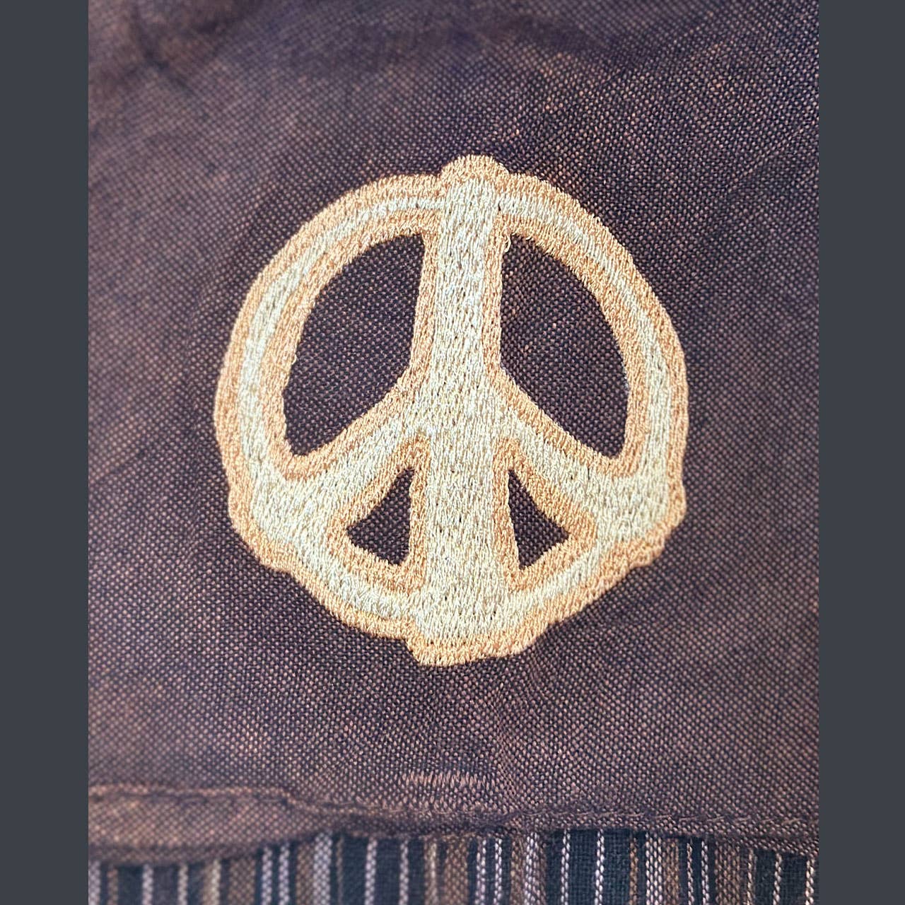 Men's Cotton L\S Cowboy Shirt w/ Tonal Peace Embroidery - The Elevated Hippie