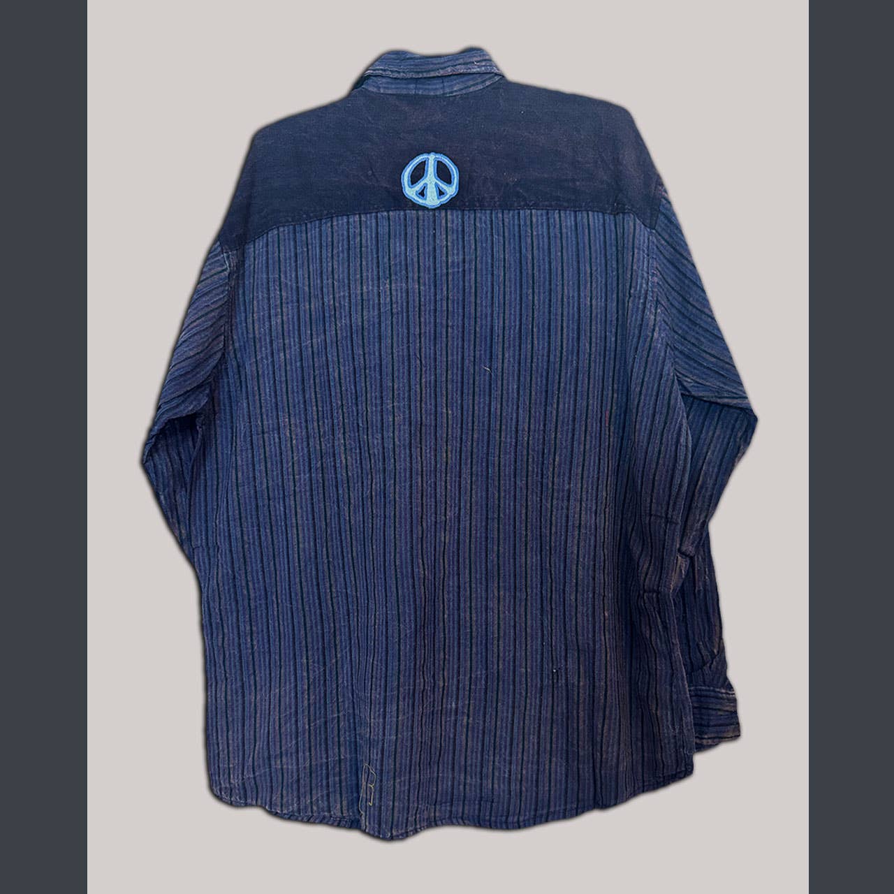 Men's Cotton L\S Cowboy Shirt w/ Tonal Peace Embroidery - The Elevated Hippie