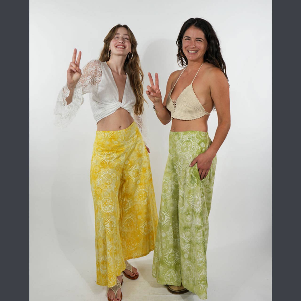 Hippie Boho Cotton Celestial Tie-Dye Wide Leg Pant - The Elevated Hippie