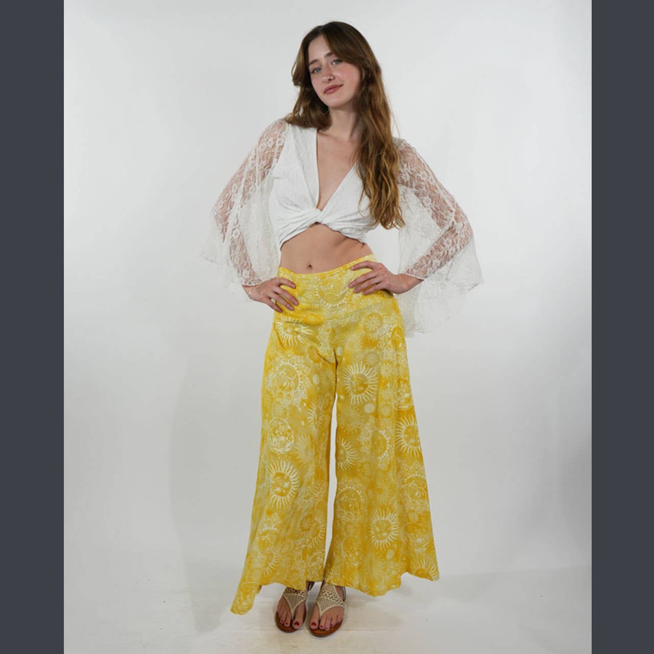 Hippie Boho Cotton Celestial Tie-Dye Wide Leg Pant - The Elevated Hippie