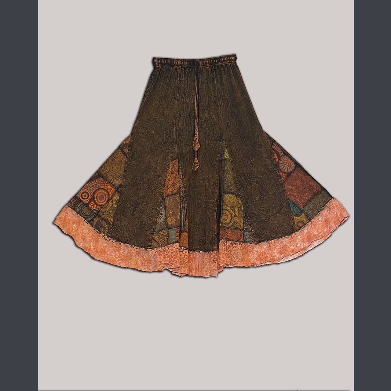 Cotton Enzyme wash & Patchwork Skirt with lace detail - The Elevated Hippie