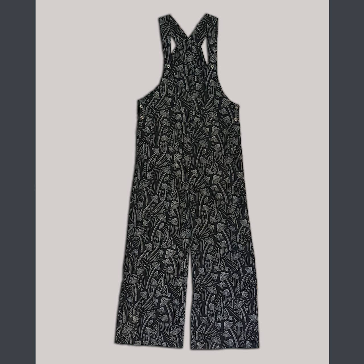 Cotton 5 Pocket Overalls with Multi Mushroom Print - The Elevated Hippie