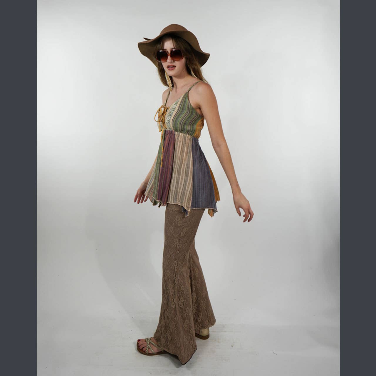 Boho Hippie Lace & Cotton Spandex Bell Pants - The Elevated Hippie