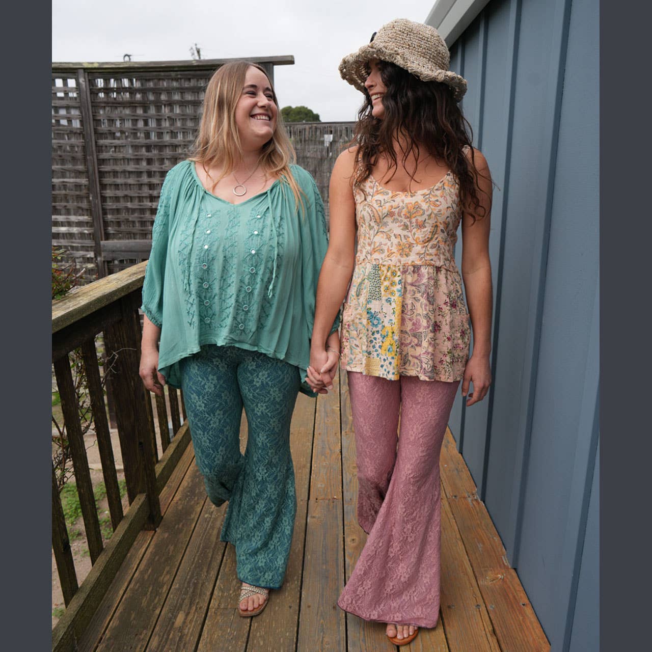Boho Hippie Lace & Cotton Spandex Bell Pants - The Elevated Hippie