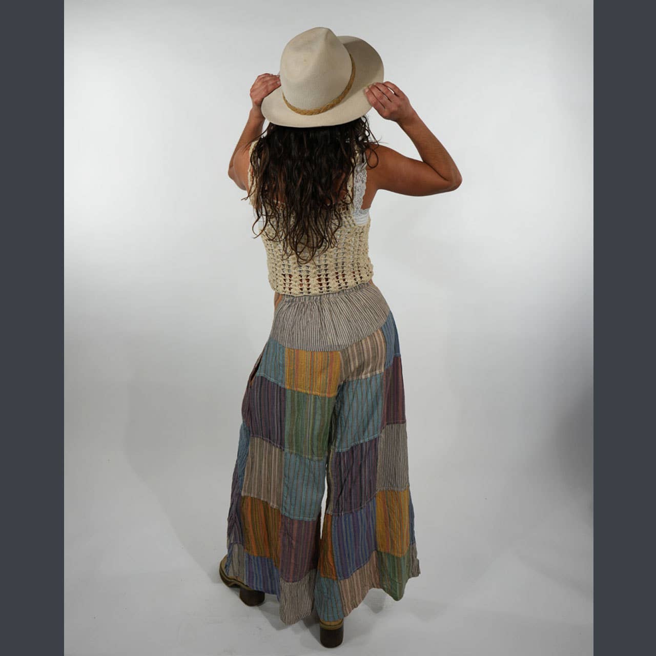 Hippie Boho Striped Cotton Patchwork Wide Leg Pants - The Elevated Hippie