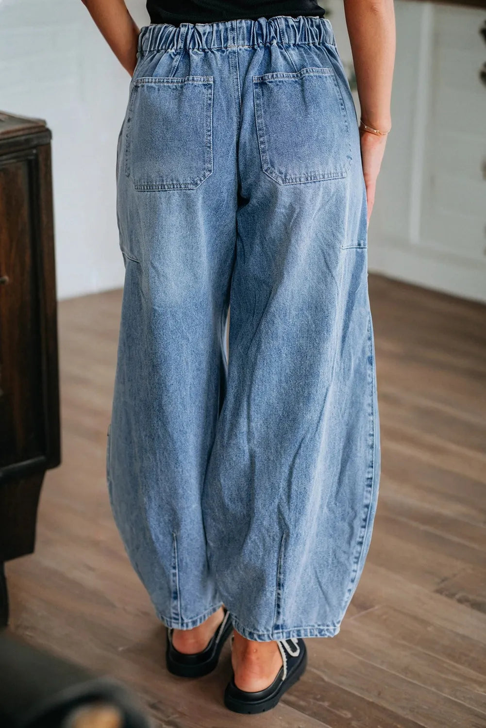 Paperbag Waist Barrel Jeans with Patch Pockets boho clothing, festival outfit, hippie style apparel | Elevated Hippie
