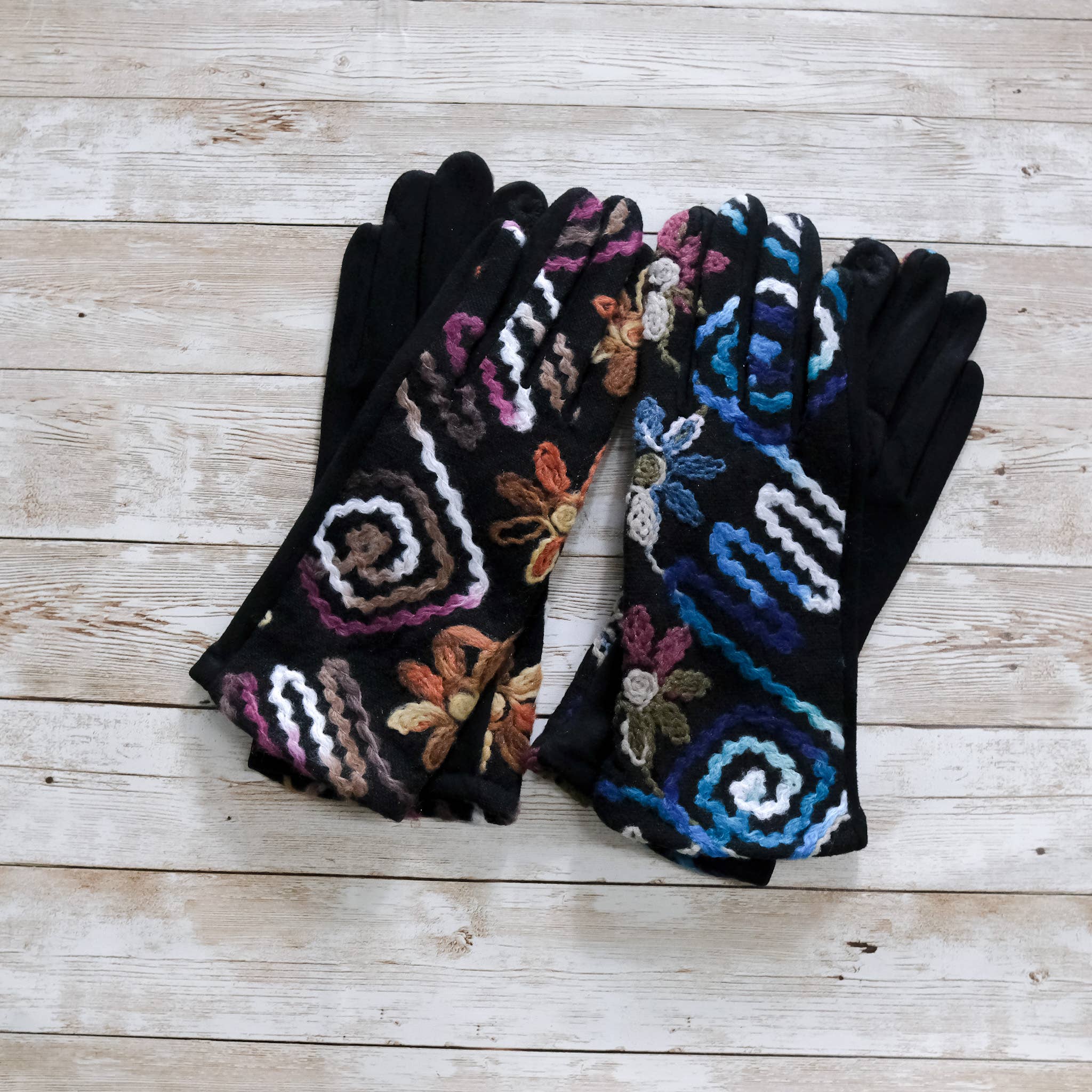 Hand Embroidered Fleece Lined Winter Gloves (Pack of 6) - The Elevated Hippie