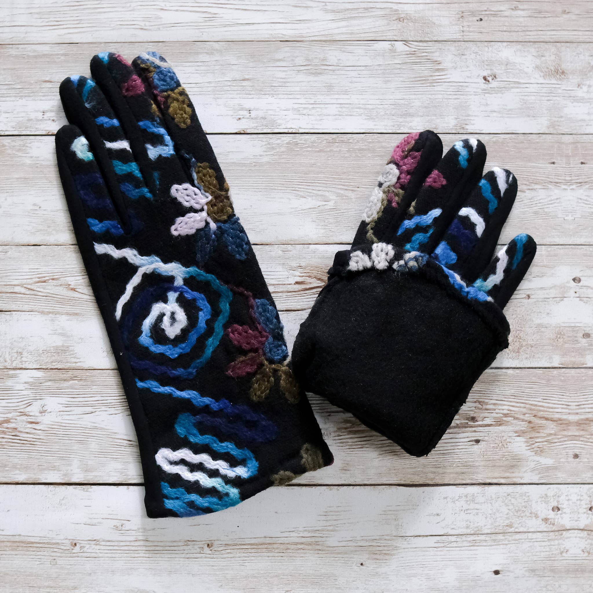 Hand Embroidered Fleece Lined Winter Gloves (Pack of 6) - The Elevated Hippie