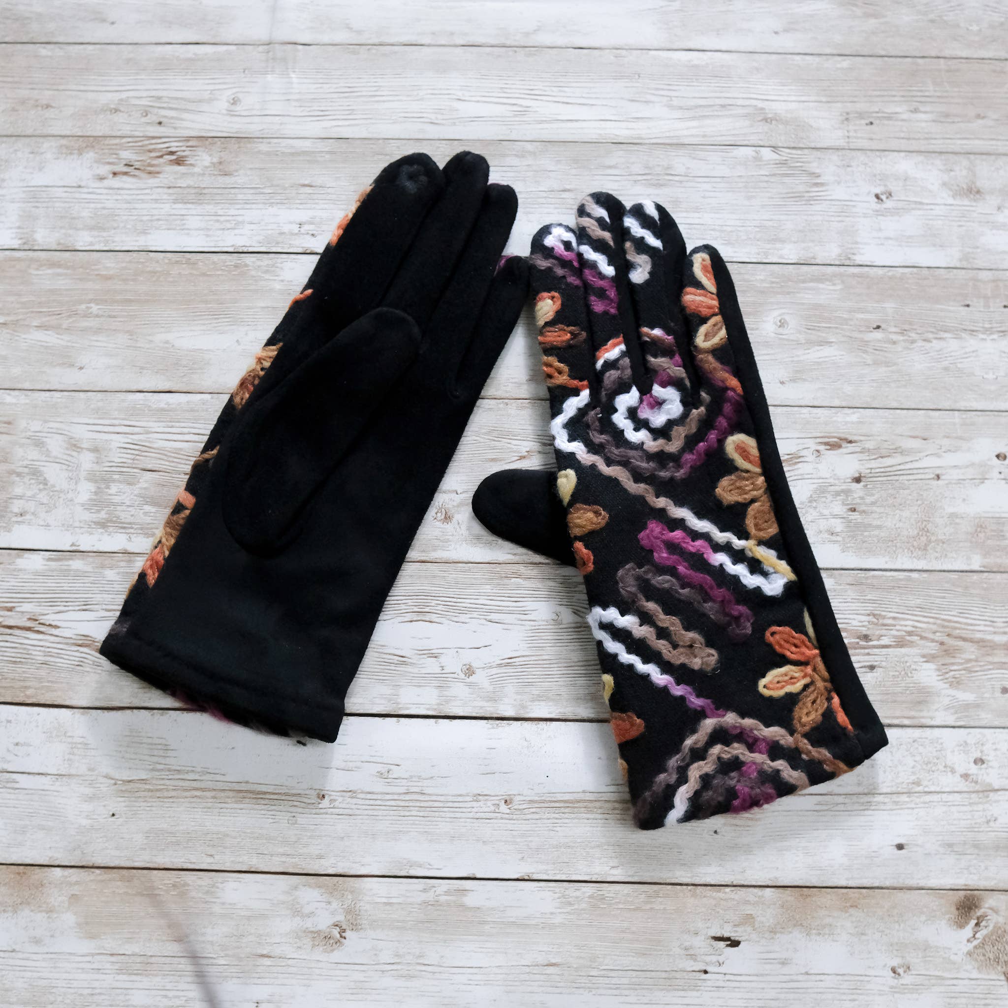 Hand Embroidered Fleece Lined Winter Gloves (Pack of 6) - The Elevated Hippie