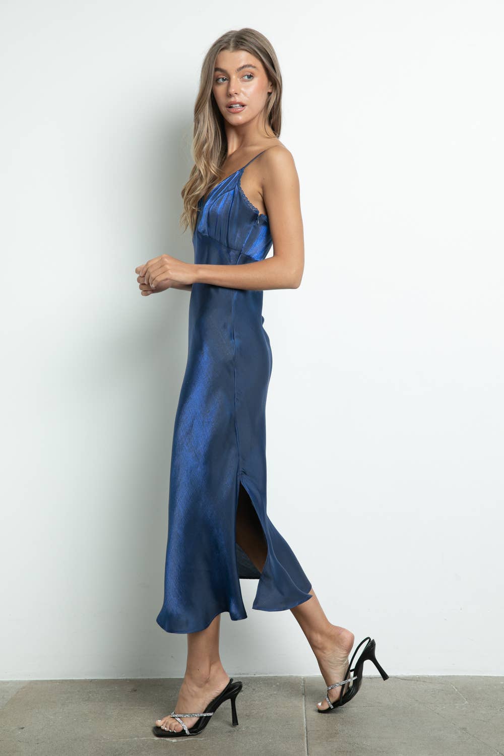 Blue Iridescent midi slip dress - The Elevated Hippie