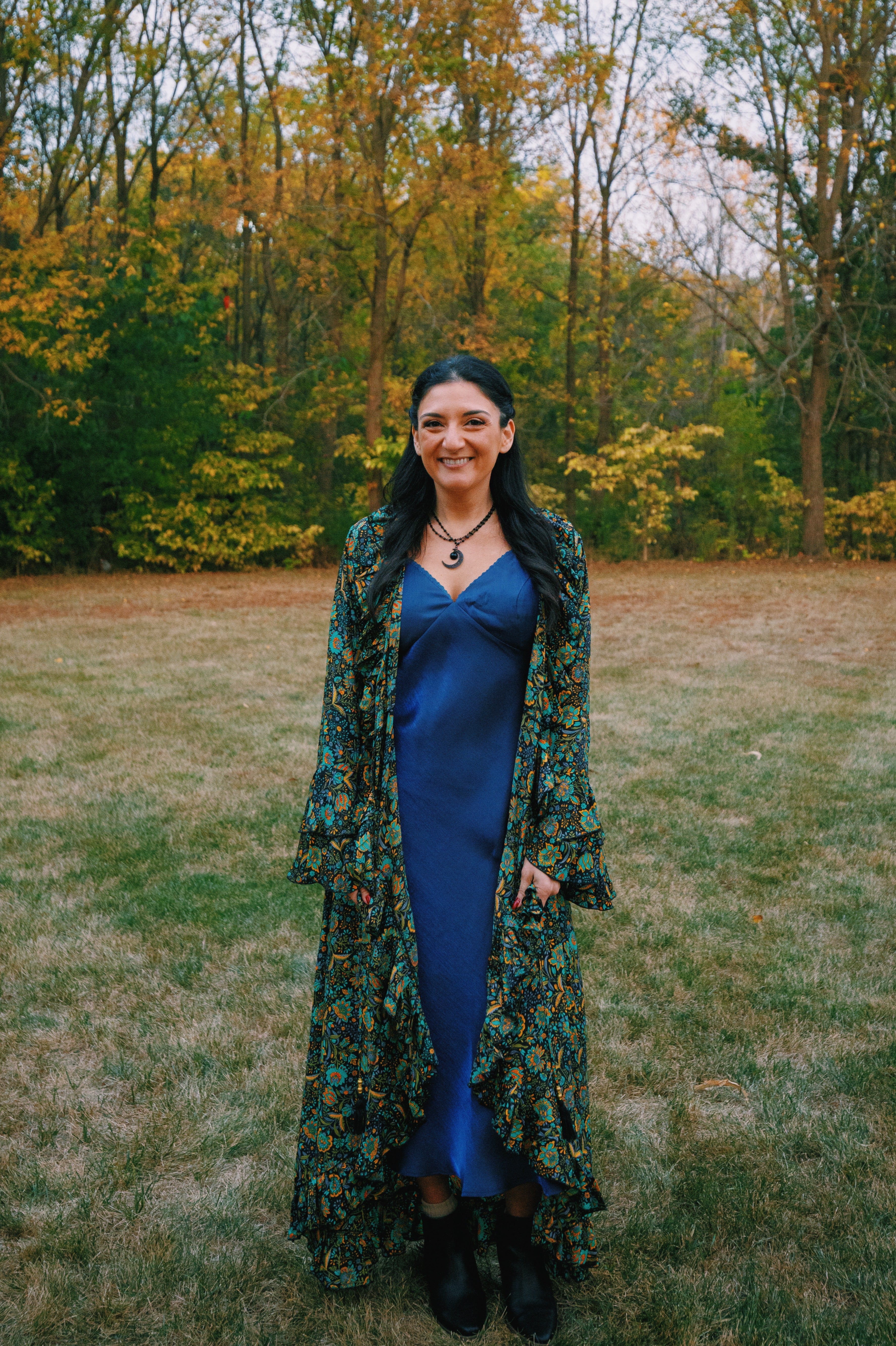 Blue Iridescent midi slip dress - The Elevated Hippie