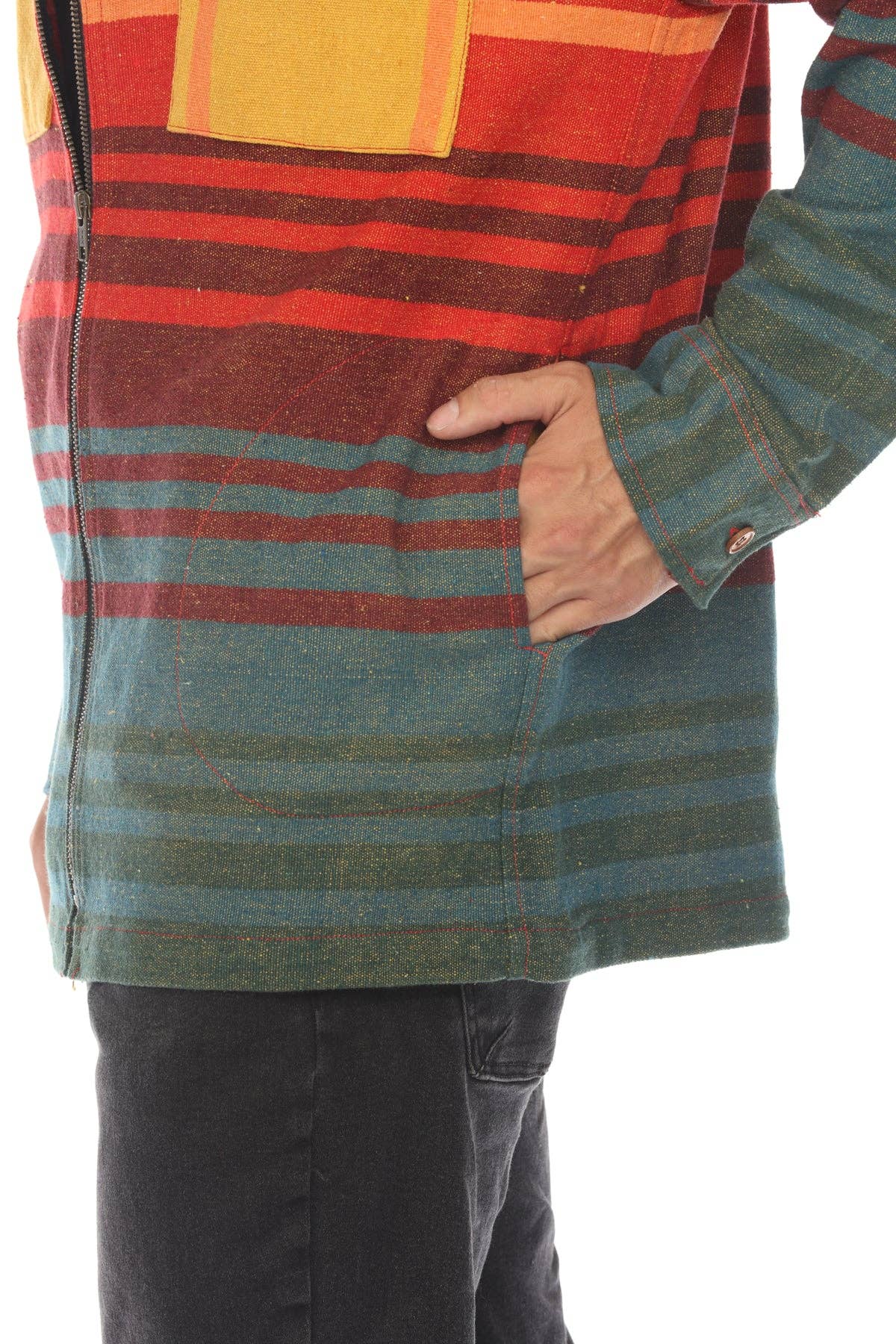 Ombre Striped Zipper Shirt Jacket - The Elevated Hippie