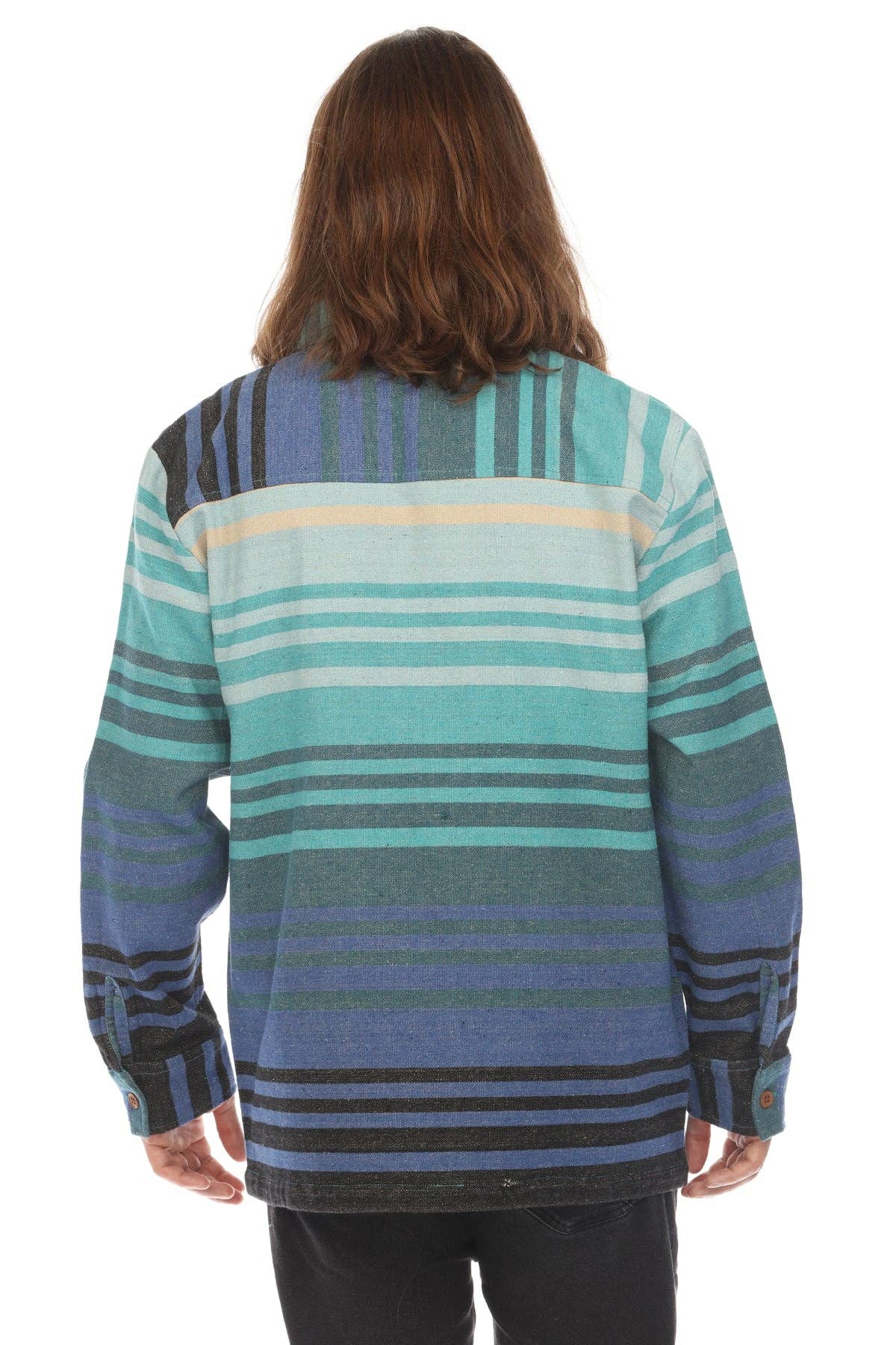 Ombre Striped Zipper Shirt Jacket - The Elevated Hippie