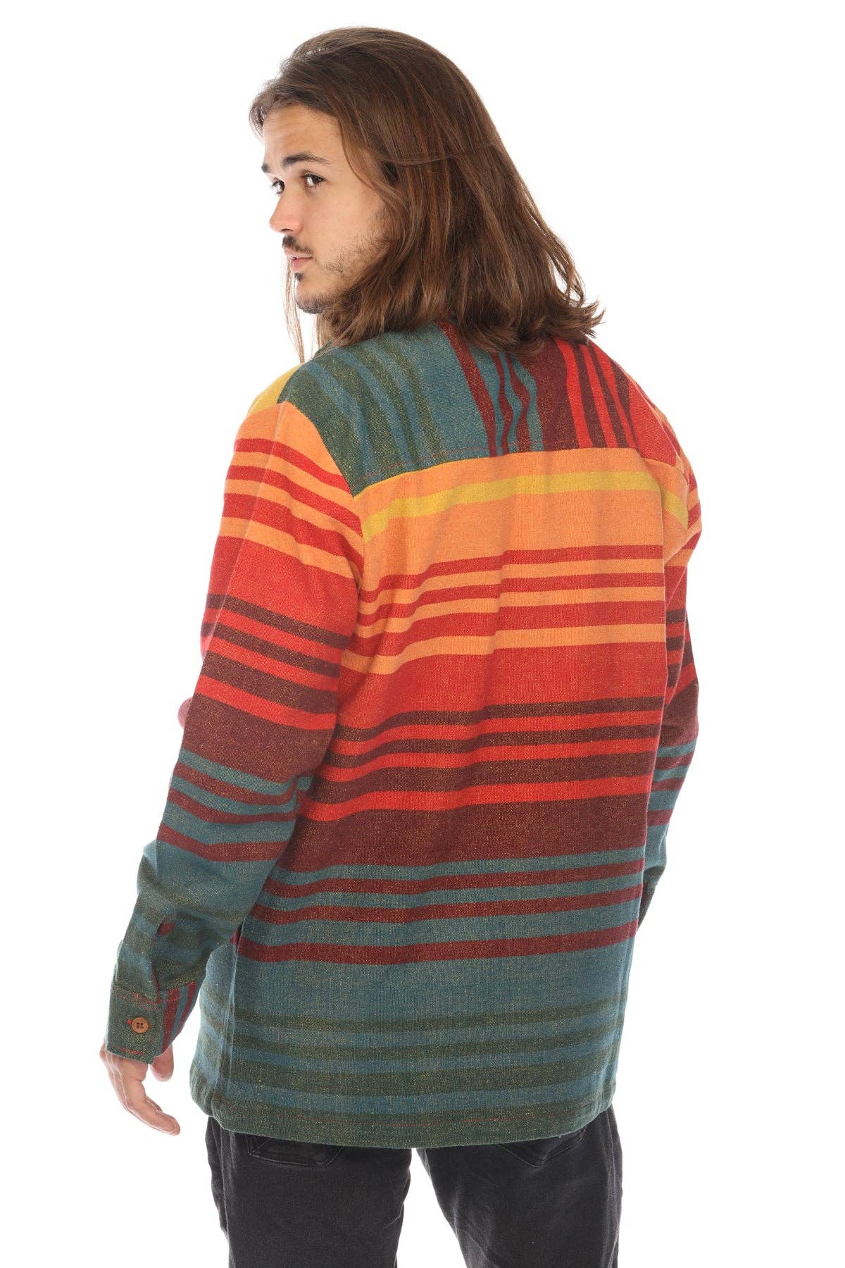 Ombre Striped Zipper Shirt Jacket - The Elevated Hippie