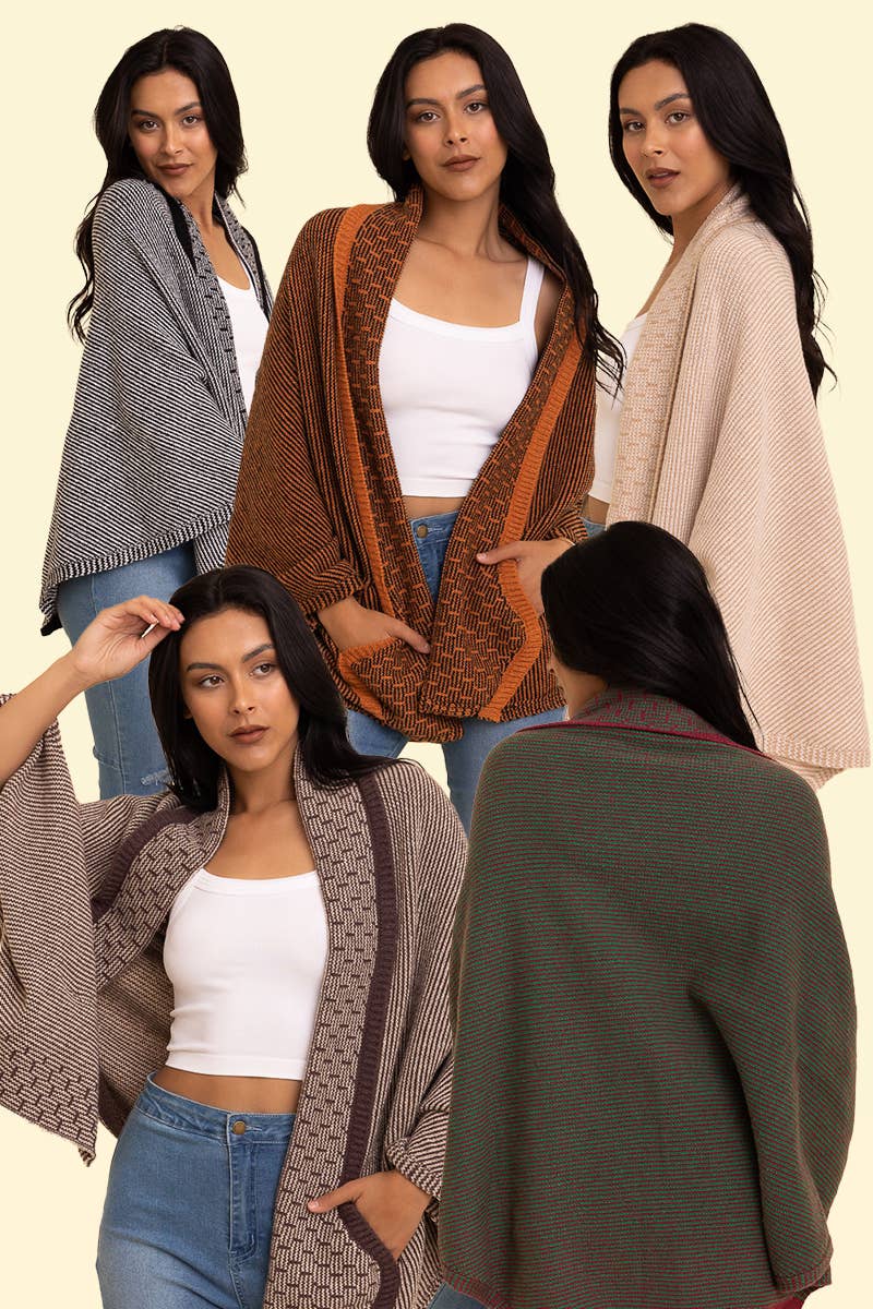 Cozy Contrast Collar Knit Wrap – Perfect for Fall Layering - The Elevated Hippie