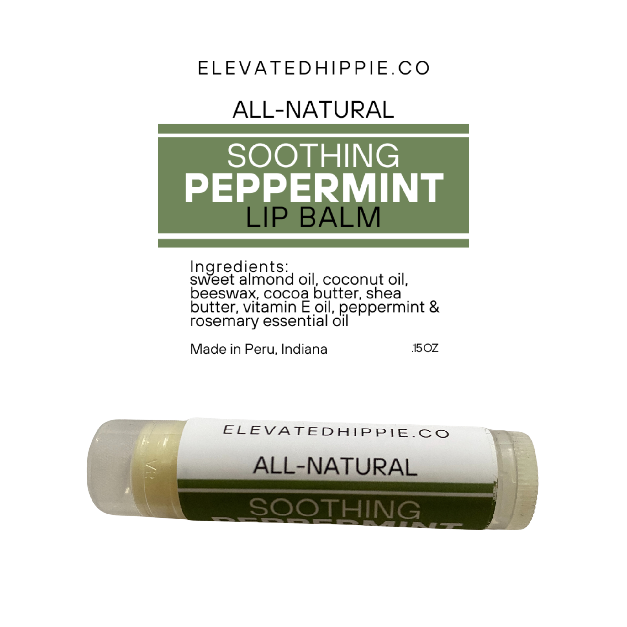 Soothing Peppermint Lip Balm – All-Natural Hydration Tube boho clothing, festival outfit, hippie style apparel | Elevated Hippie