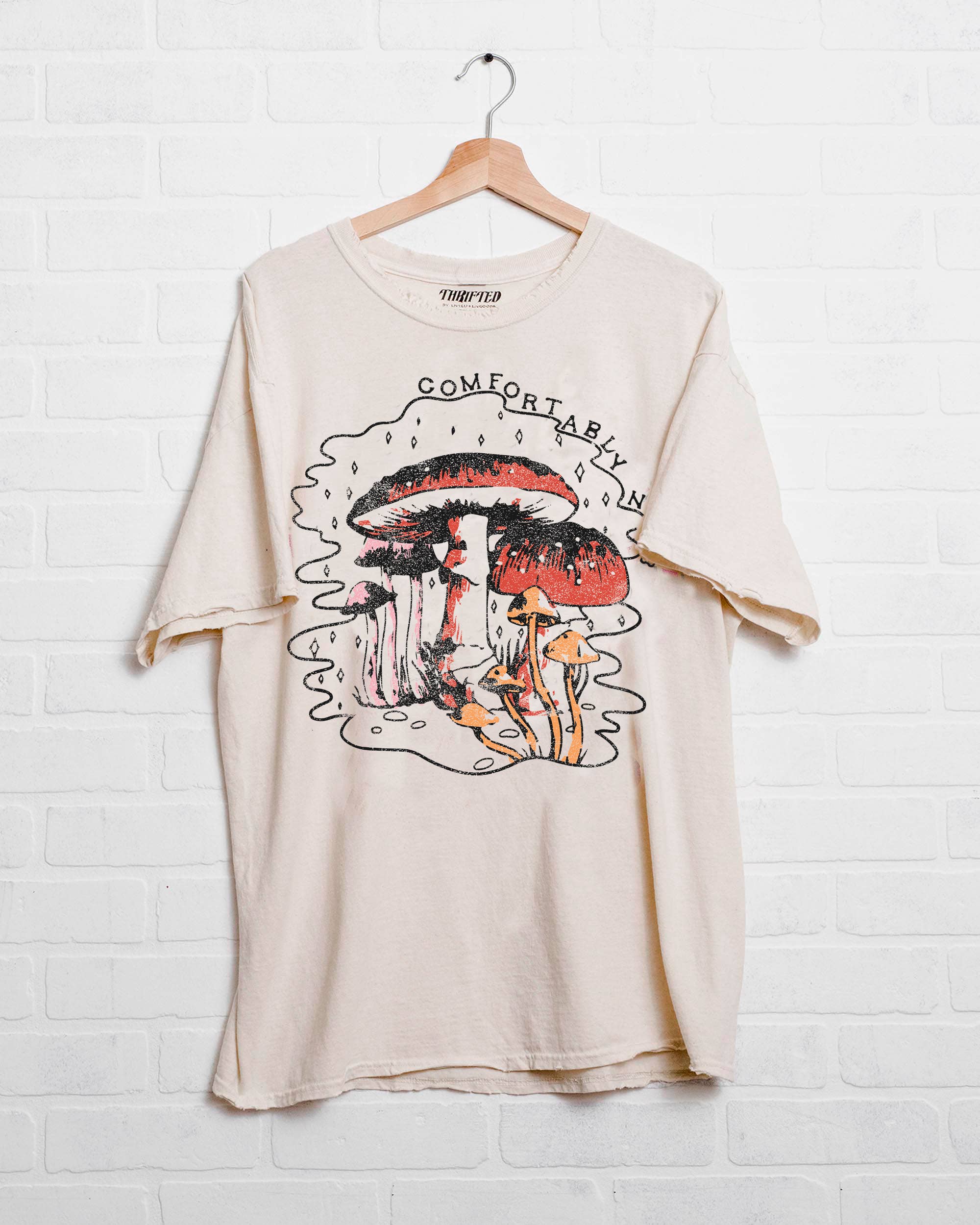Comfortably Numb Off White Thrifted Graphic Tee - The Elevated Hippie