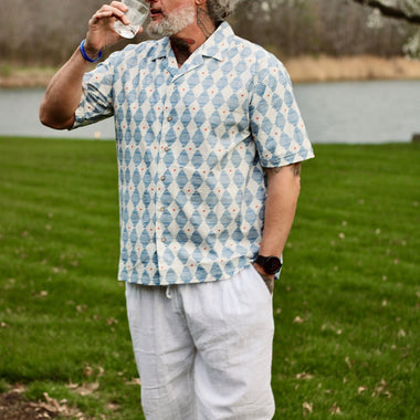 Men's 100% Cotton Button-Up Shirt – Lightweight Relaxed Fit with Coconut Buttons - The Elevated Hippie