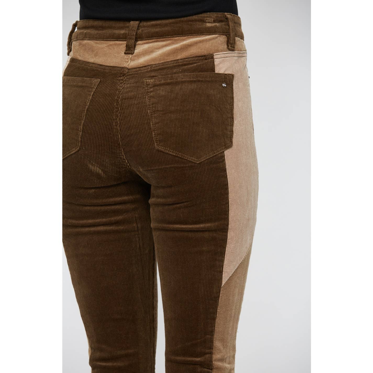 HIGH RISE FLARE CORDUROY with BLOCKING DETAIL - The Elevated Hippie