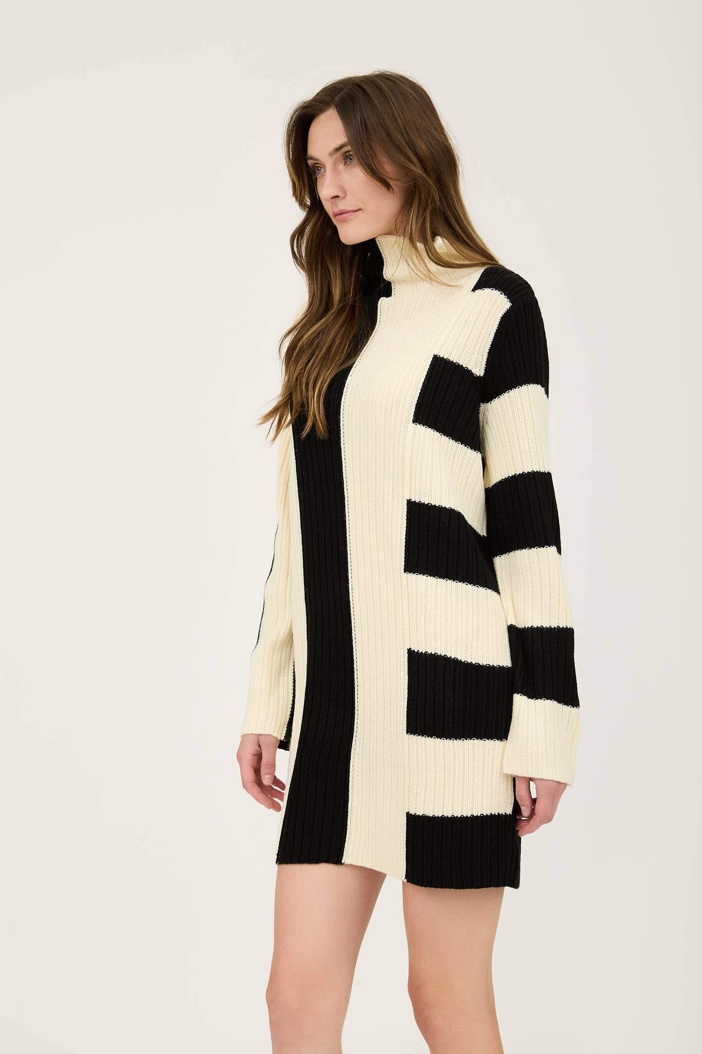 TWO TONE STRIPED MINI DRESS - The Elevated Hippie