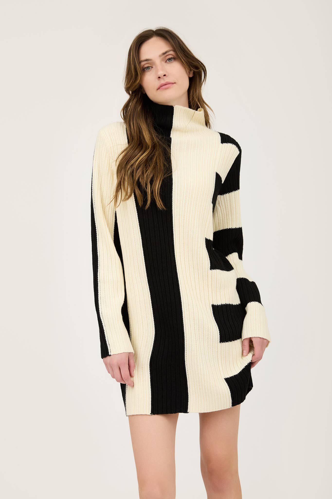 TWO TONE STRIPED MINI DRESS - The Elevated Hippie