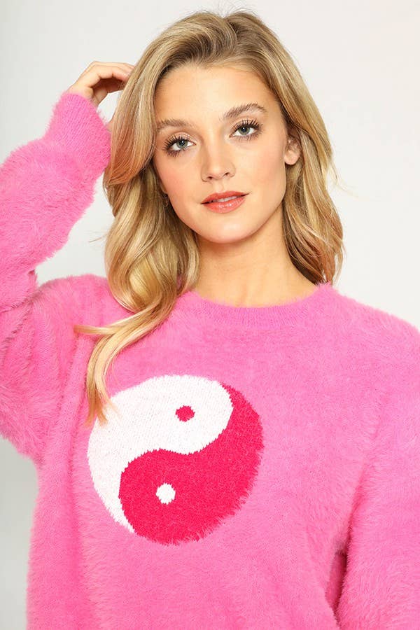 Ying Yang Fuzzy Sweater - The Elevated Hippie