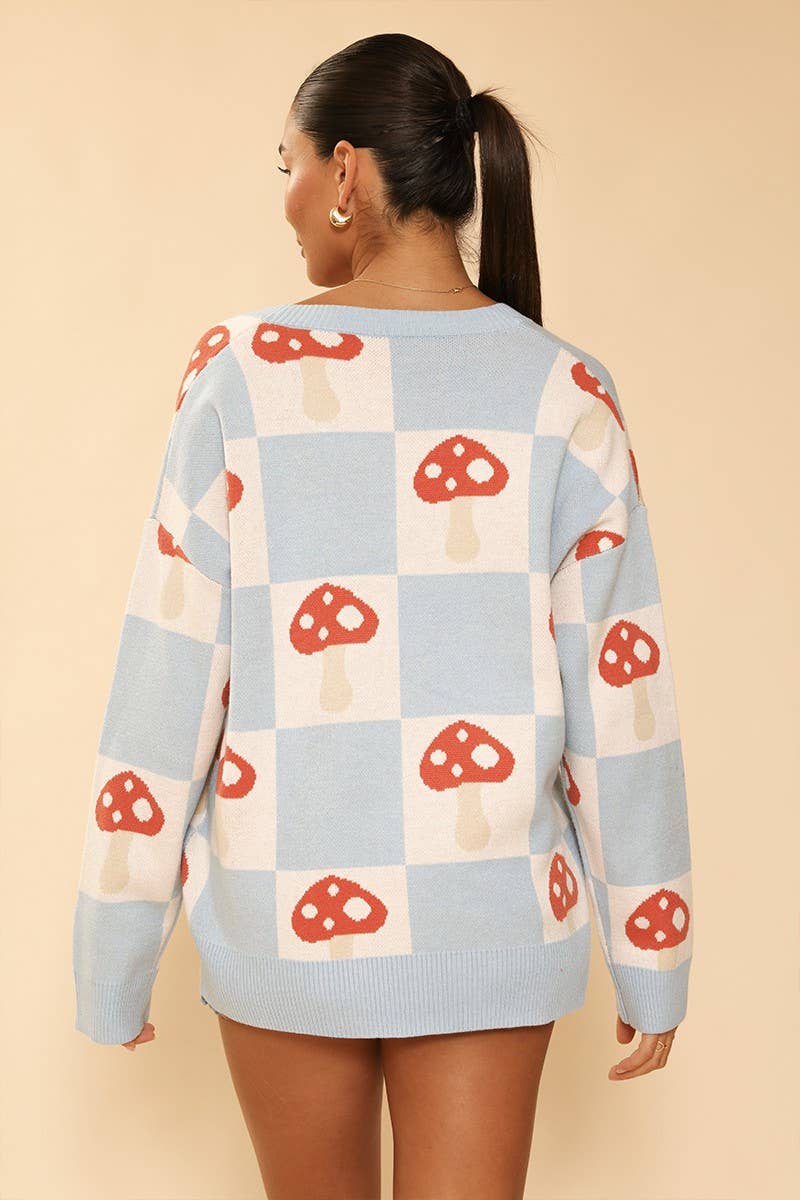 Checkered mushroom knit cardigan - The Elevated Hippie