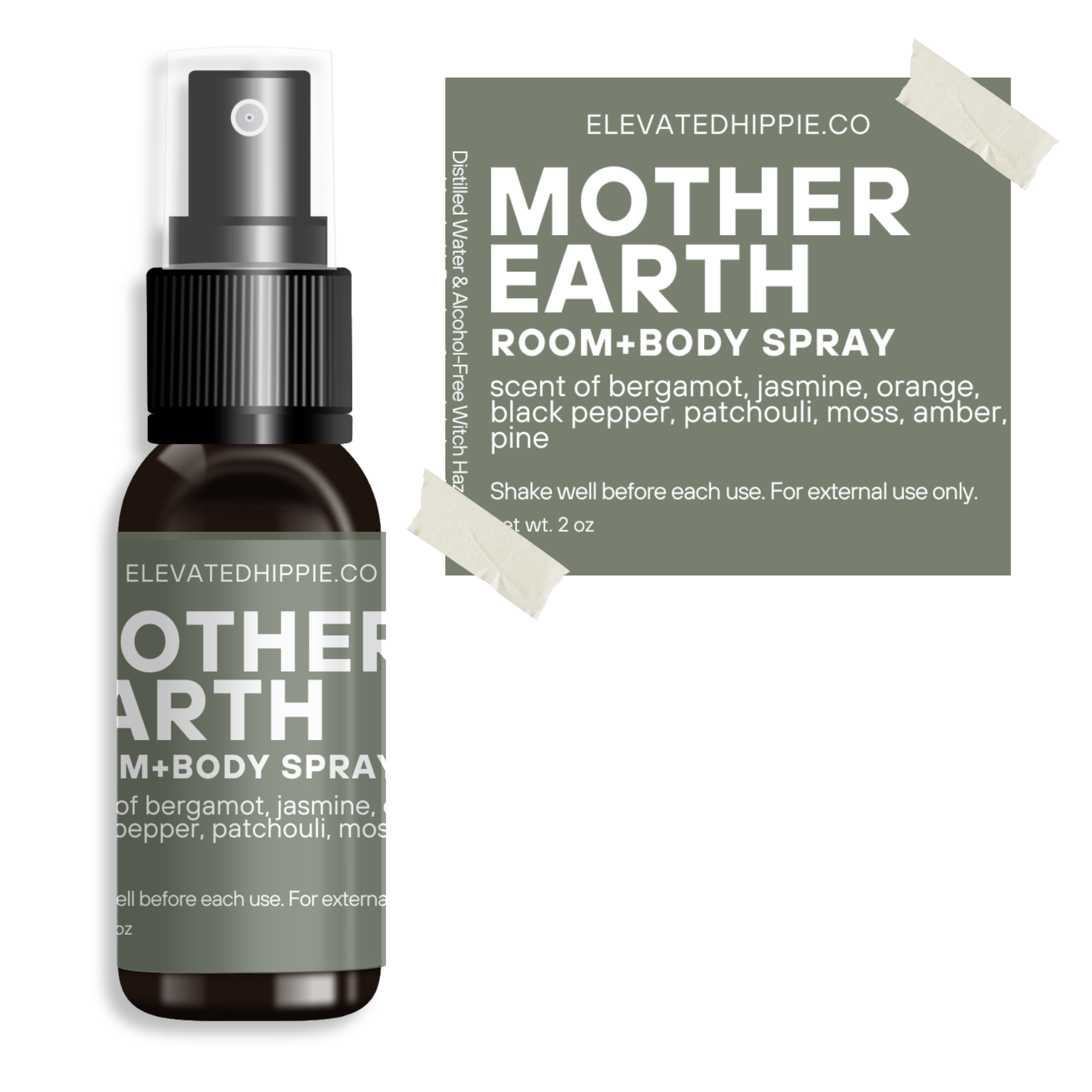 Mother Earth Room + Body Spray – Bergamot, Jasmine, Orange, Patchouli, Moss & Amber boho clothing, festival outfit, hippie style apparel | Elevated Hippie
