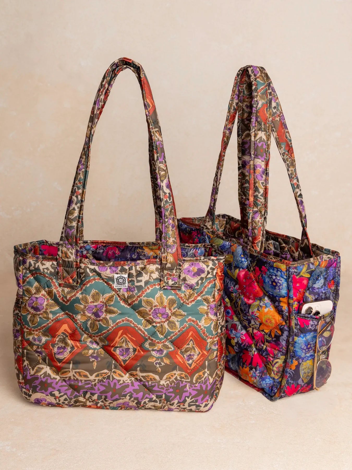 Natural Life Reversible Puffy Tote Bag - The Elevated Hippie