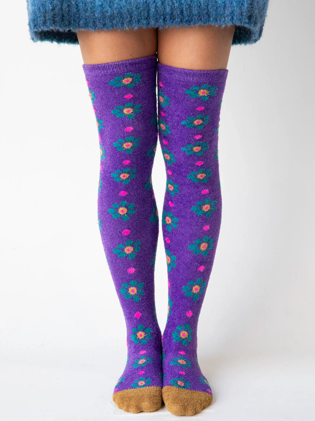 Natural Life The Knee Cozy Socks Indigo Flo - The Elevated Hippie