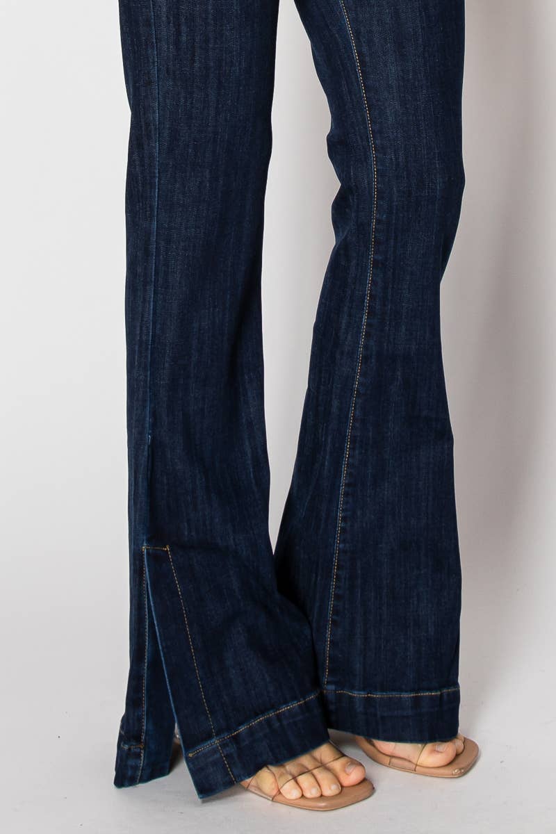 Flare leg cut dark denim jeans - The Elevated Hippie