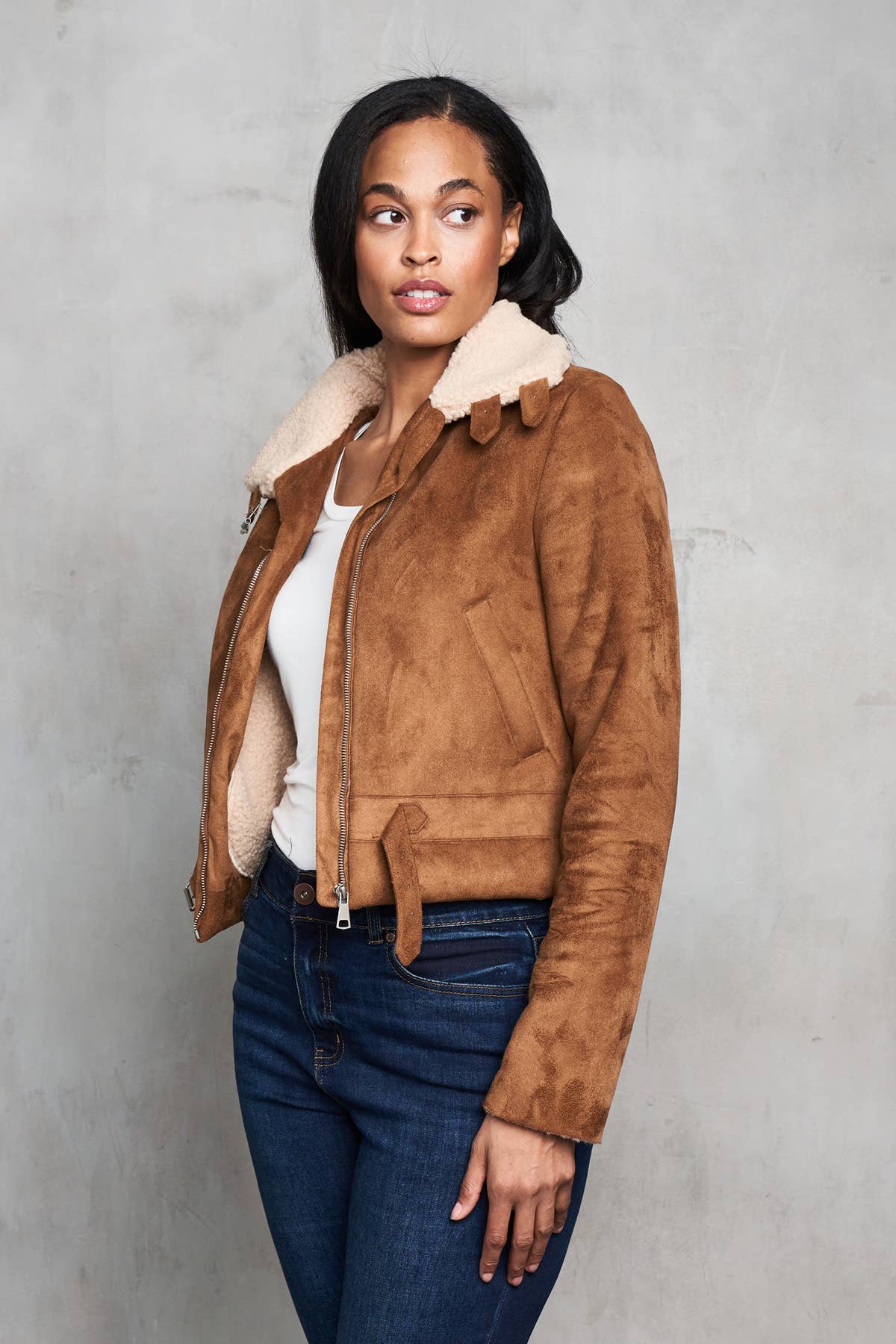 Faux Suede Sherpa Peace Jacket - The Elevated Hippie