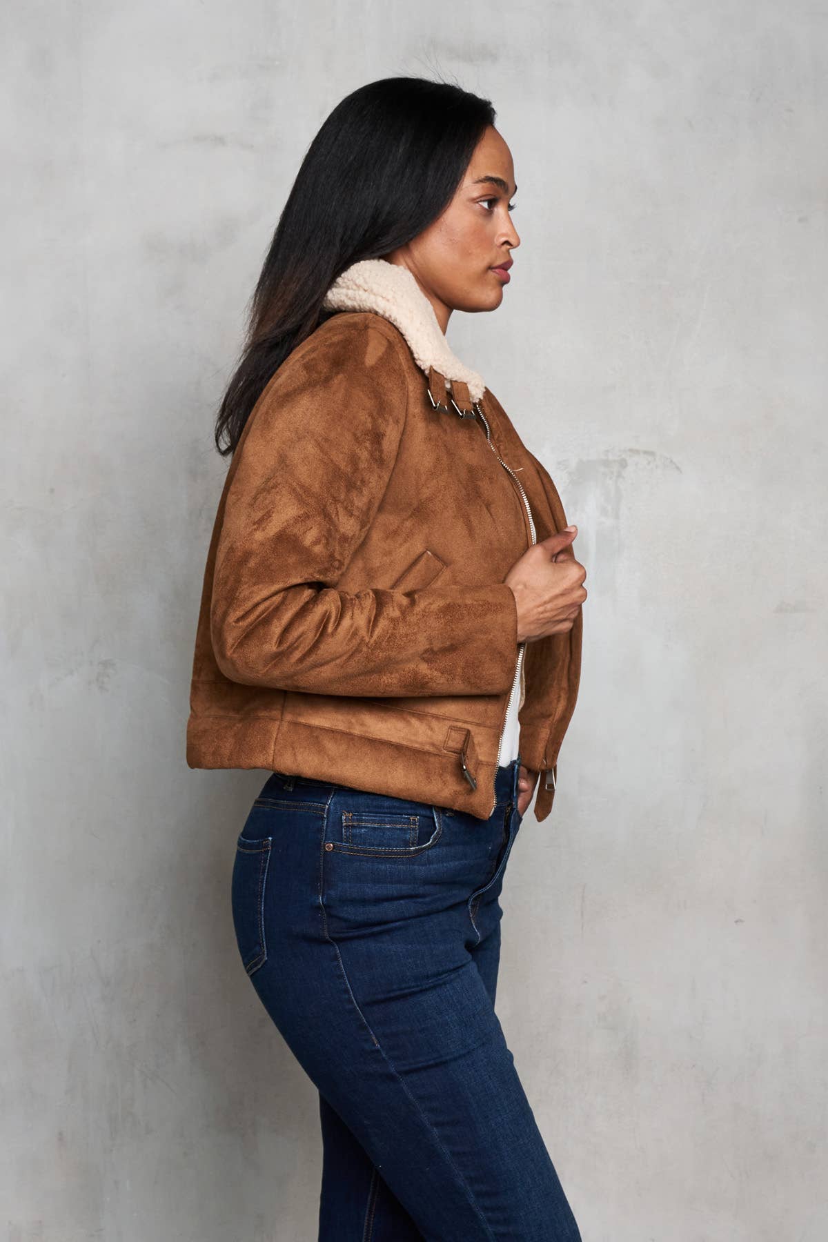 Faux Suede Sherpa Peace Jacket - The Elevated Hippie