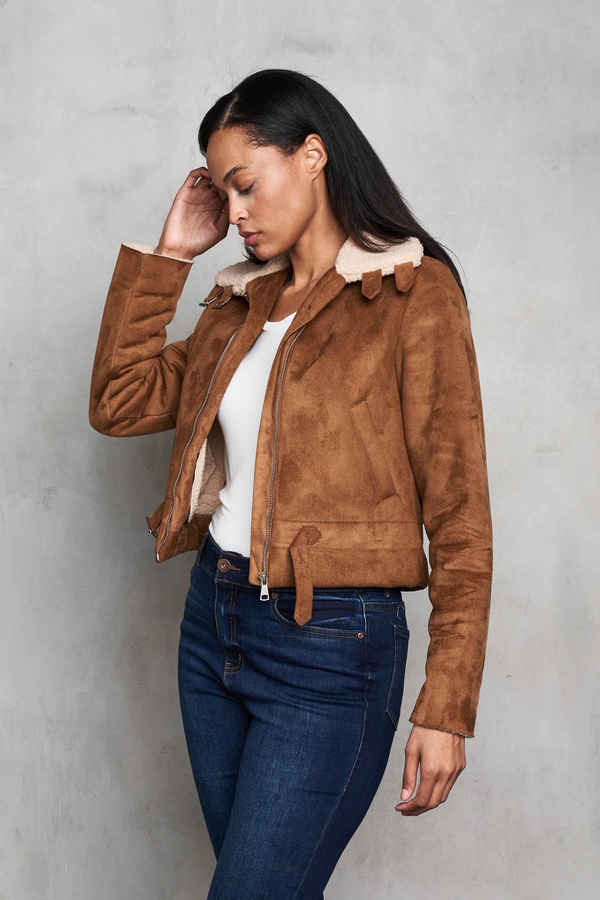 Faux Suede Sherpa Peace Jacket - The Elevated Hippie