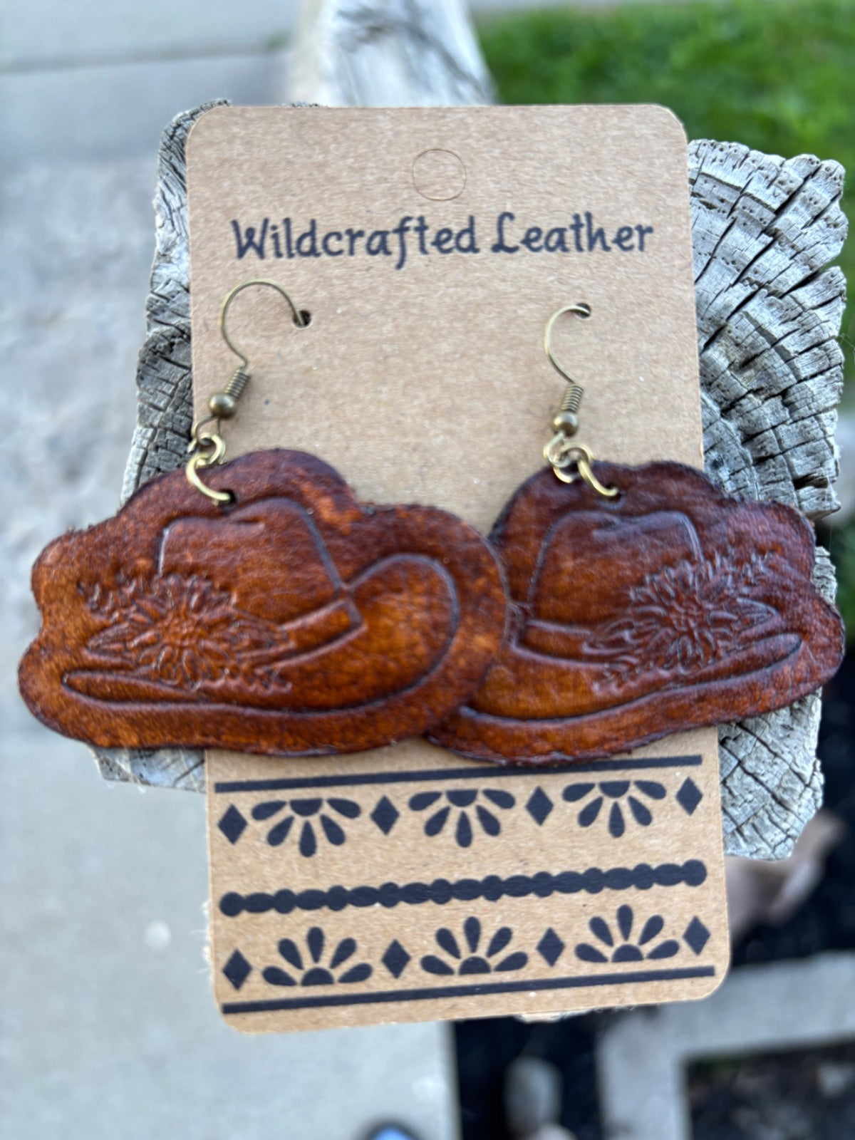 Leather Cowboy Hat Earrings
