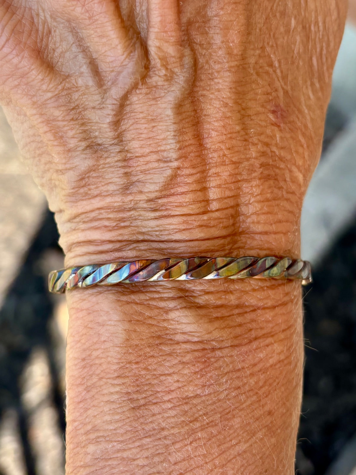 Fire Painted Twisted Wire Cuff