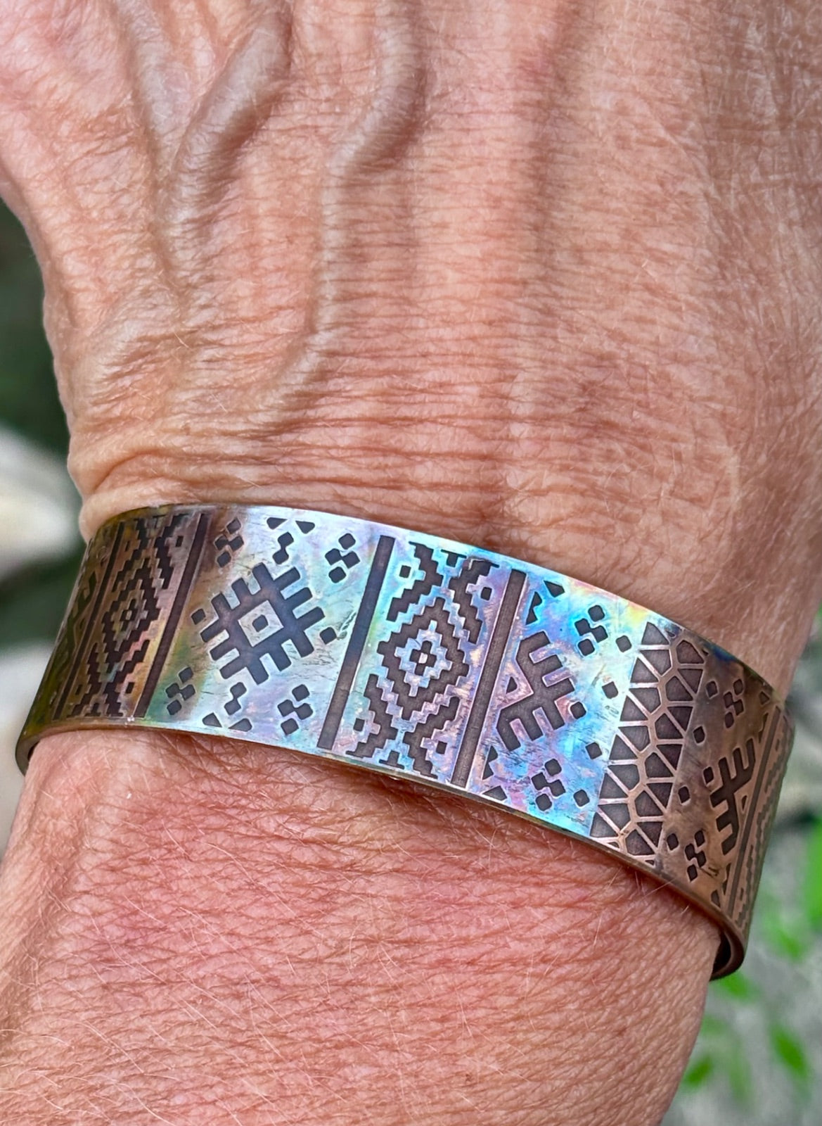 3/4" Women's Fire Painted Cuff Bracelet with Design