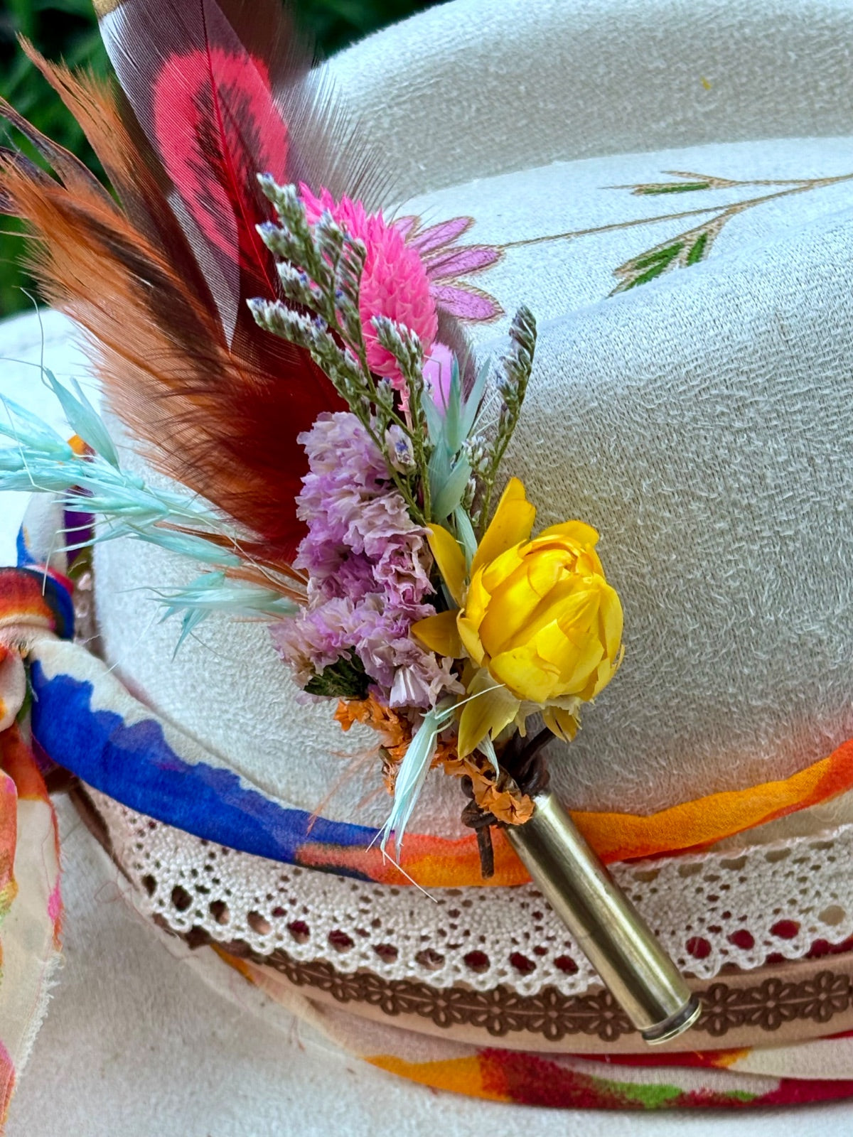Back view of wildflower vegan suede rancher hat