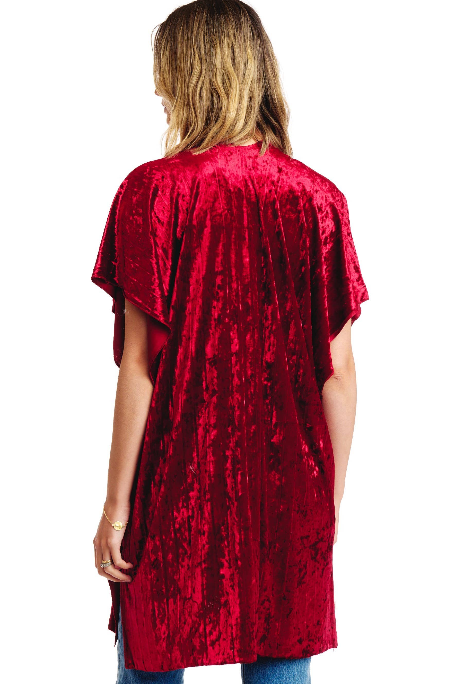 Crushed Velvet Open Front Kimono - The Elevated Hippie
