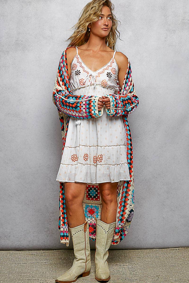 Long Sleeve Various Colors Crochet Cardigan - The Elevated Hippie