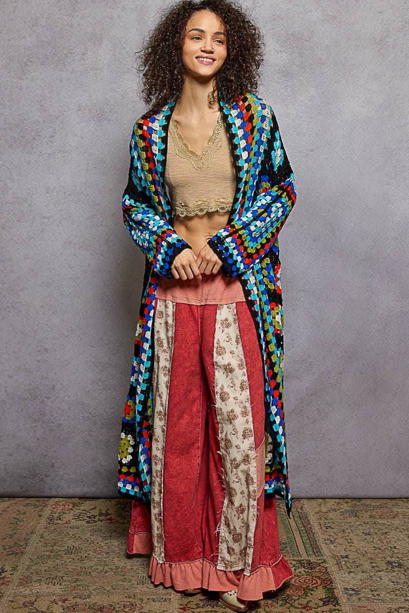 Long Sleeve Various Colors Crochet Cardigan - The Elevated Hippie