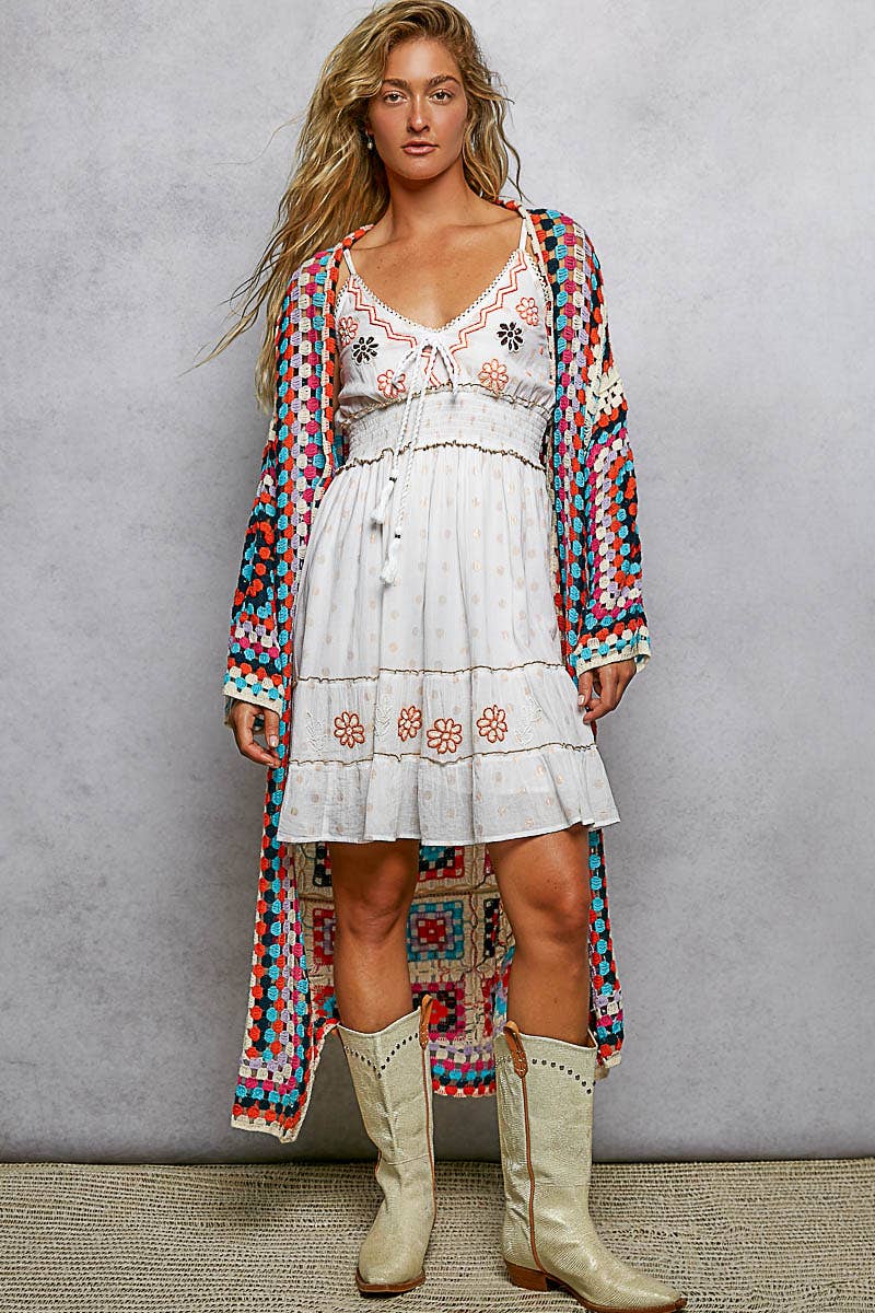 Long Sleeve Various Colors Crochet Cardigan - The Elevated Hippie