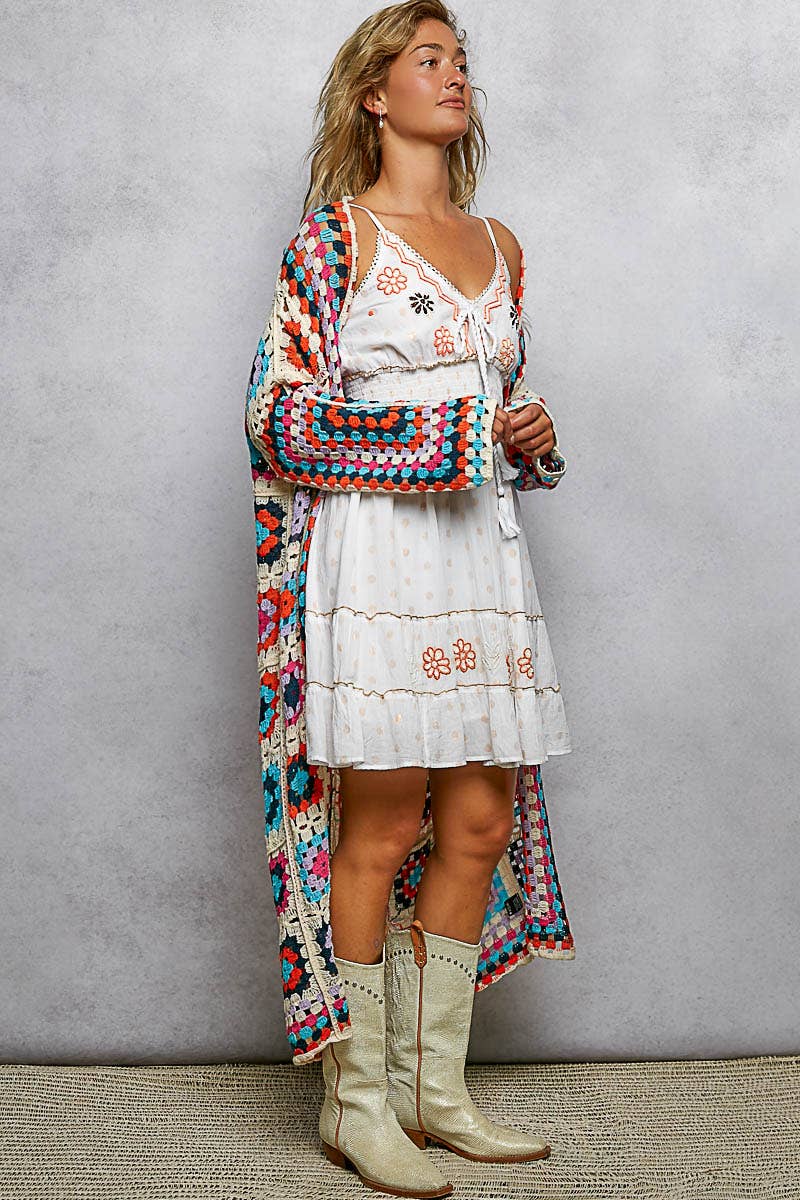 Long Sleeve Various Colors Crochet Cardigan - The Elevated Hippie