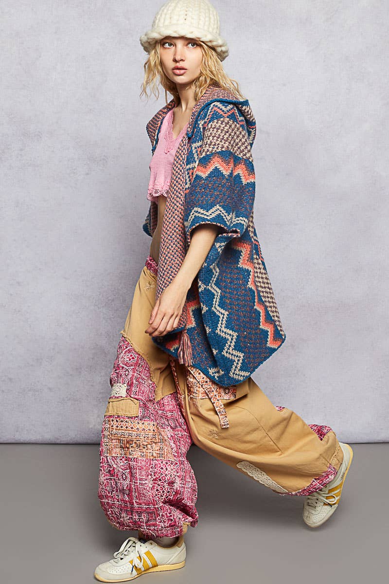 Sleeveless Poncho Paisley Sweater Aztec Hooded Cardigan - The Elevated Hippie