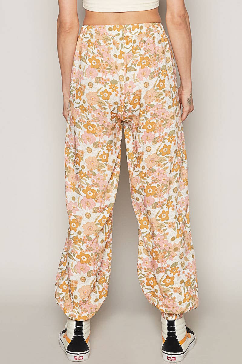 Women's Floral Print Harem Pants – Adjustable Waist Woven Boho Lounge Pants - The Elevated Hippie