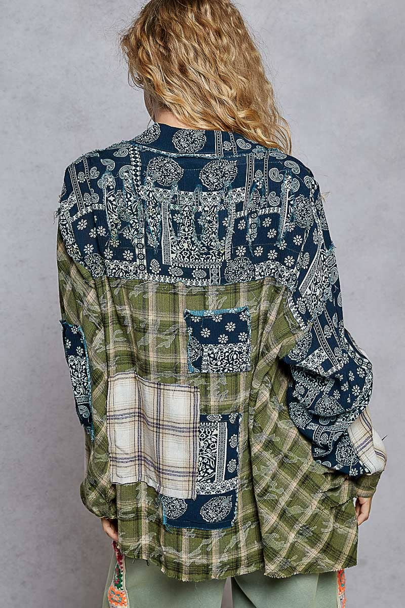 Vintage washed long sleeve button down plaid woven shirt - The Elevated Hippie