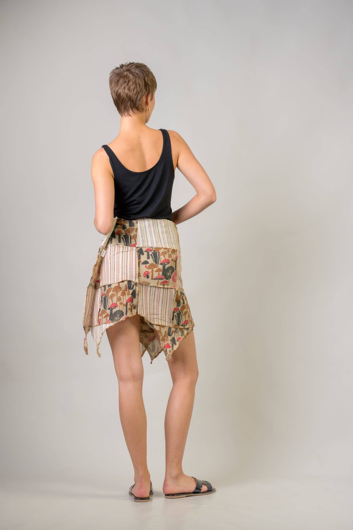 Rhea Stripe and Mushroom Patch Skirt - The Elevated Hippie