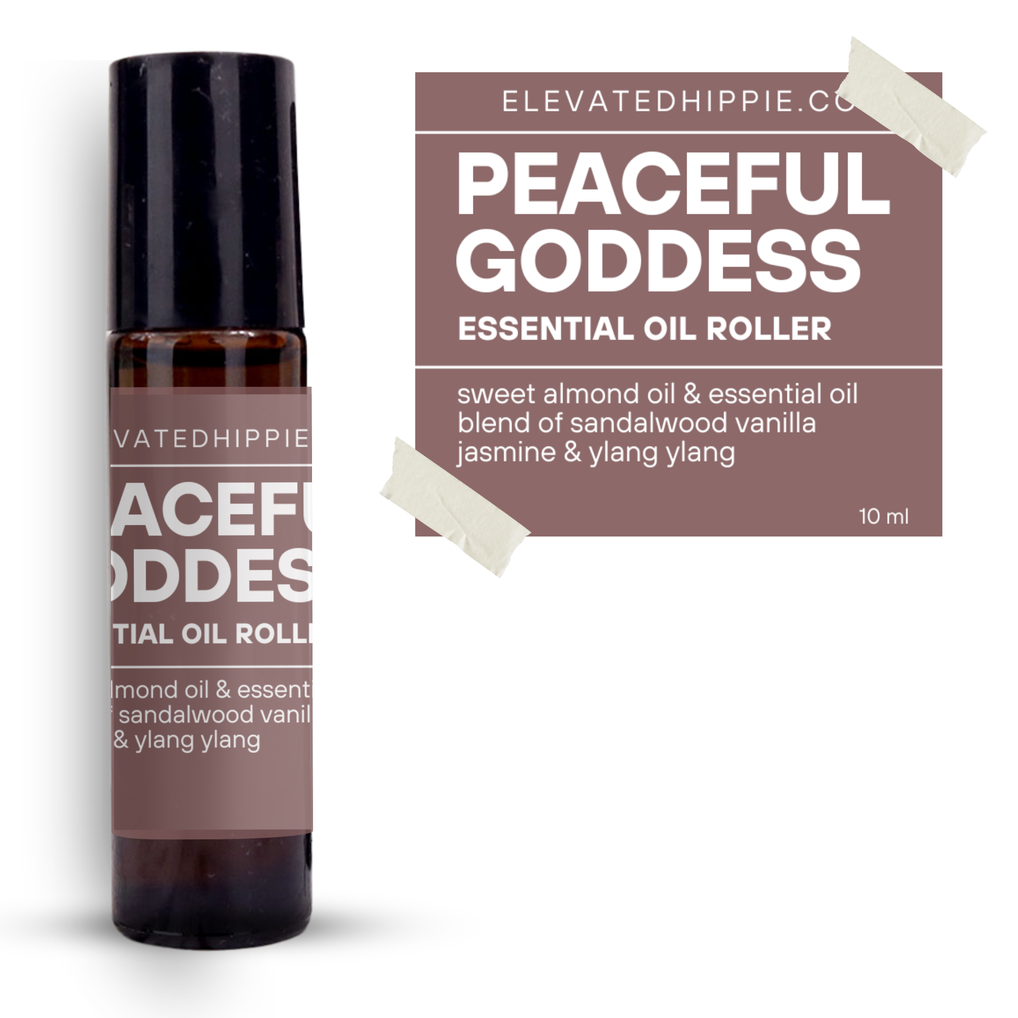 Peaceful Goddess Essential Oil Roller – Sandalwood, Vanilla, Jasmine & Ylang Ylang (10ml) boho clothing, festival outfit, hippie style apparel | Elevated Hippie
