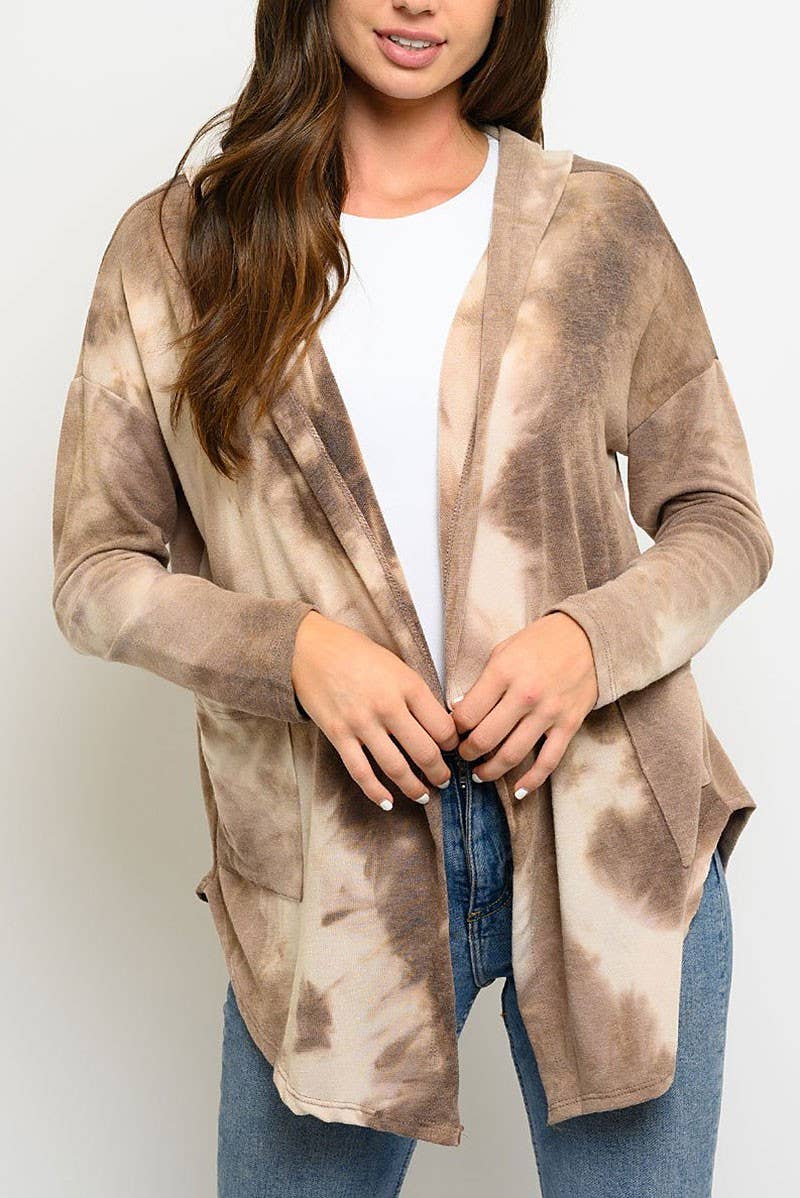 LONG SLEEVE TIE DYE HOODIE CARDIGAN - The Elevated Hippie